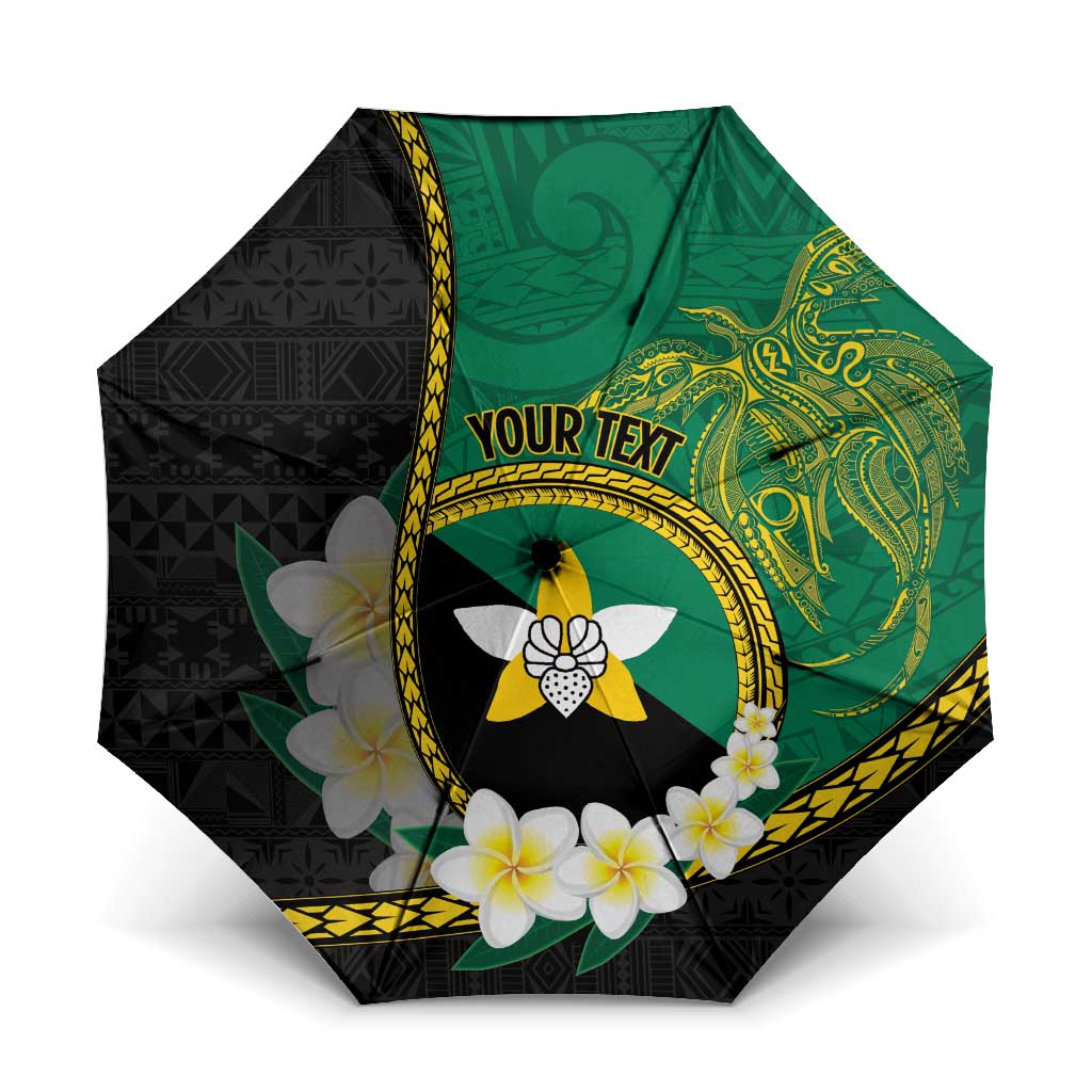 Personalised PNG Enga Provins Umbrella Papua New Guinea Plumeria Melanesian Pattern LT14 One Size Folded 11.42 inch Opened Diameter 37.4 inch Black - Polynesian Pride