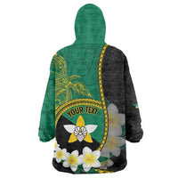 Personalised PNG Enga Provins Wearable Blanket Hoodie Papua New Guinea Plumeria Melanesian Pattern - Polynesian Pride
