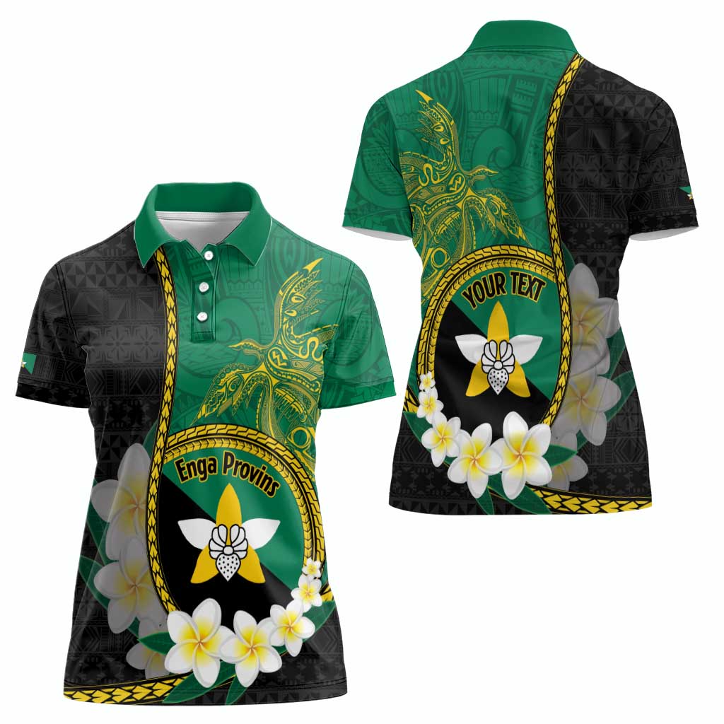 Personalised PNG Enga Provins Women Polo Shirt Papua New Guinea Plumeria Melanesian Pattern - Polynesian Pride