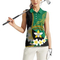 Personalised PNG Enga Provins Women Sleeveless Polo Shirt Papua New Guinea Plumeria Melanesian Pattern - Polynesian Pride