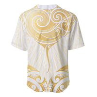 Gold White New Zealand Manta Ray Baseball Jersey Aotearoa Maori Haehae - Polynesian Pride