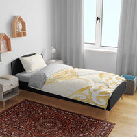 Gold White New Zealand Manta Ray Bedding Set Aotearoa Maori Haehae - Polynesian Pride