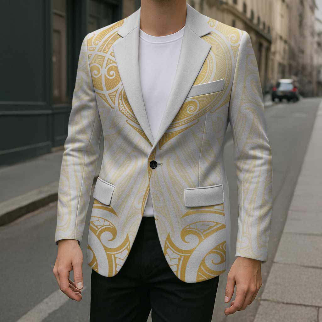 Gold White New Zealand Manta Ray Blazer Aotearoa Maori Haehae - Polynesian Pride