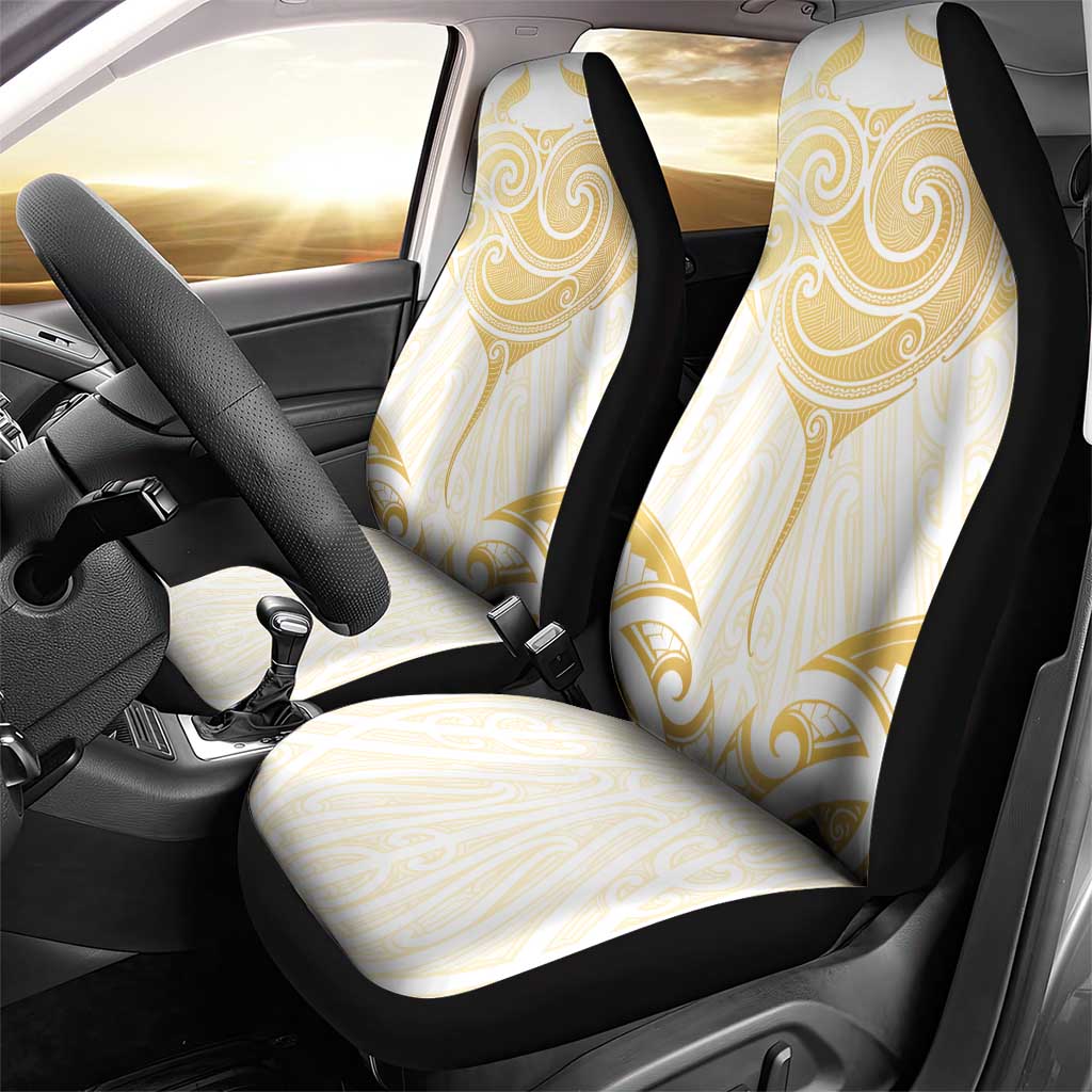 Gold White New Zealand Manta Ray Car Seat Cover Aotearoa Maori Haehae - Polynesian Pride