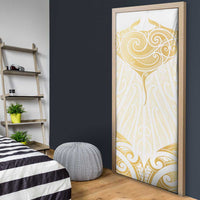Gold White New Zealand Manta Ray Door Cover Aotearoa Maori Haehae - Polynesian Pride