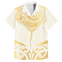 Gold White New Zealand Manta Ray Family Matching Off Shoulder Maxi Dress and Hawaiian Shirt Aotearoa Maori Haehae - Polynesian Pride