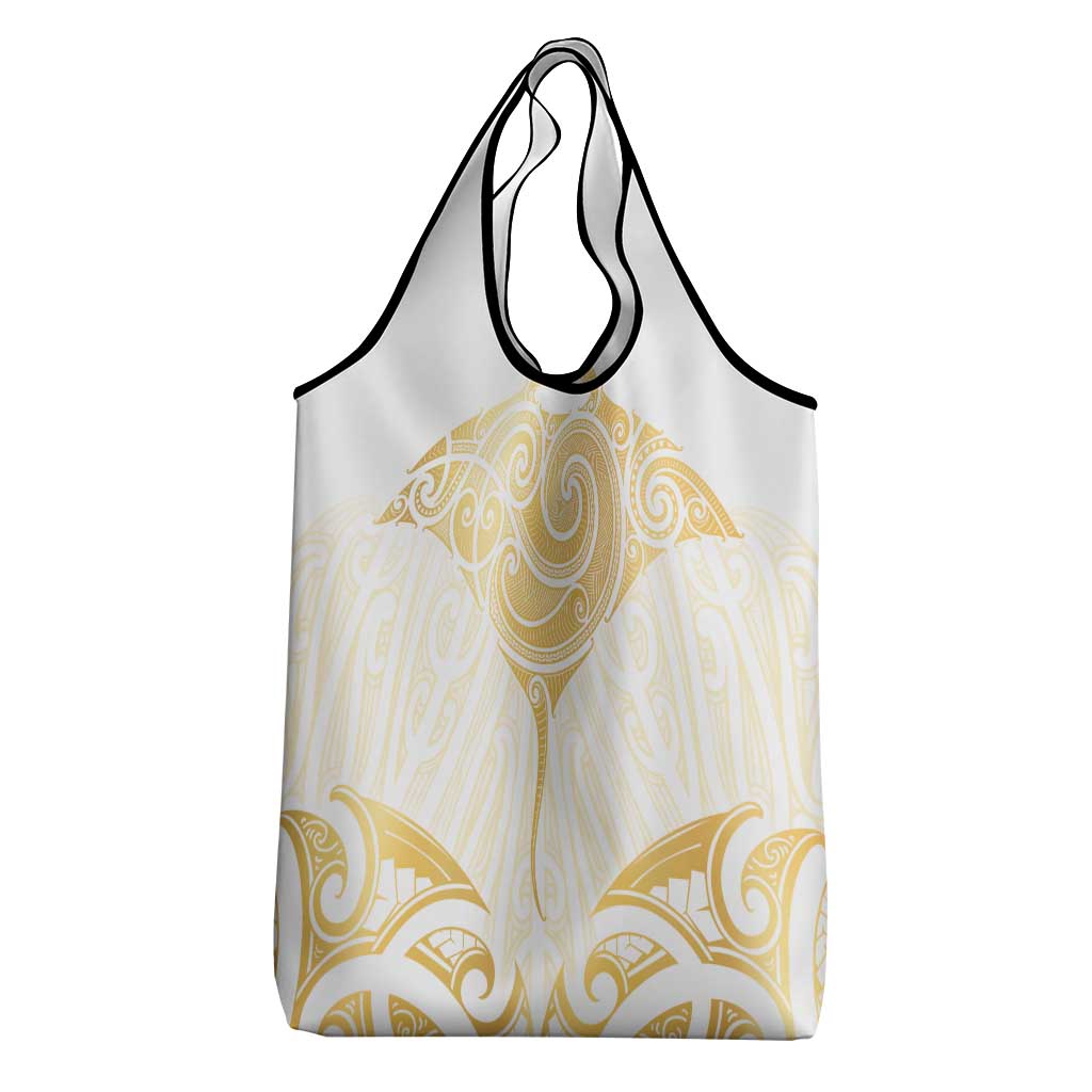 Gold White New Zealand Manta Ray Grocery Bag Aotearoa Maori Haehae - Polynesian Pride