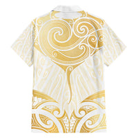 Gold White New Zealand Manta Ray Hawaiian Shirt Aotearoa Maori Haehae - Polynesian Pride
