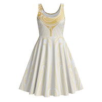 Gold White New Zealand Manta Ray Midi Dress Aotearoa Maori Haehae - Polynesian Pride