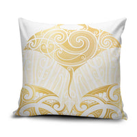 Gold White New Zealand Manta Ray Pillow Cover Aotearoa Maori Haehae - Polynesian Pride