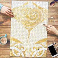 Gold White New Zealand Manta Ray Puzzle Aotearoa Maori Haehae - Polynesian Pride