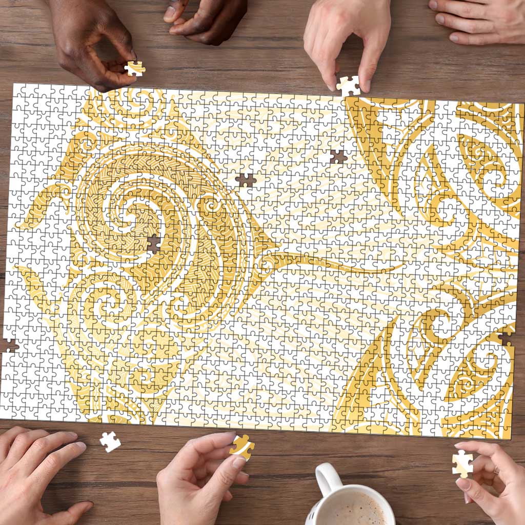 Gold White New Zealand Manta Ray Puzzle Aotearoa Maori Haehae - Polynesian Pride