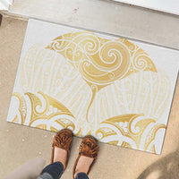 Gold White New Zealand Manta Ray Rubber Doormat Aotearoa Maori Haehae - Polynesian Pride
