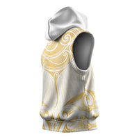 Gold White New Zealand Manta Ray Sleeveless Hoodie Aotearoa Maori Haehae - Polynesian Pride