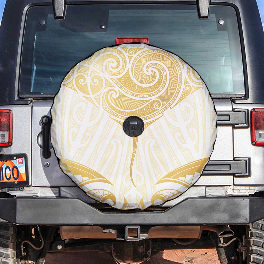 Gold White New Zealand Manta Ray Spare Tire Cover Aotearoa Maori Haehae - Polynesian Pride