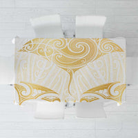 Gold White New Zealand Manta Ray Tablecloth Aotearoa Maori Haehae - Polynesian Pride