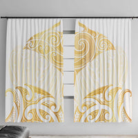 Gold White New Zealand Manta Ray Window Curtain Aotearoa Maori Haehae - Polynesian Pride