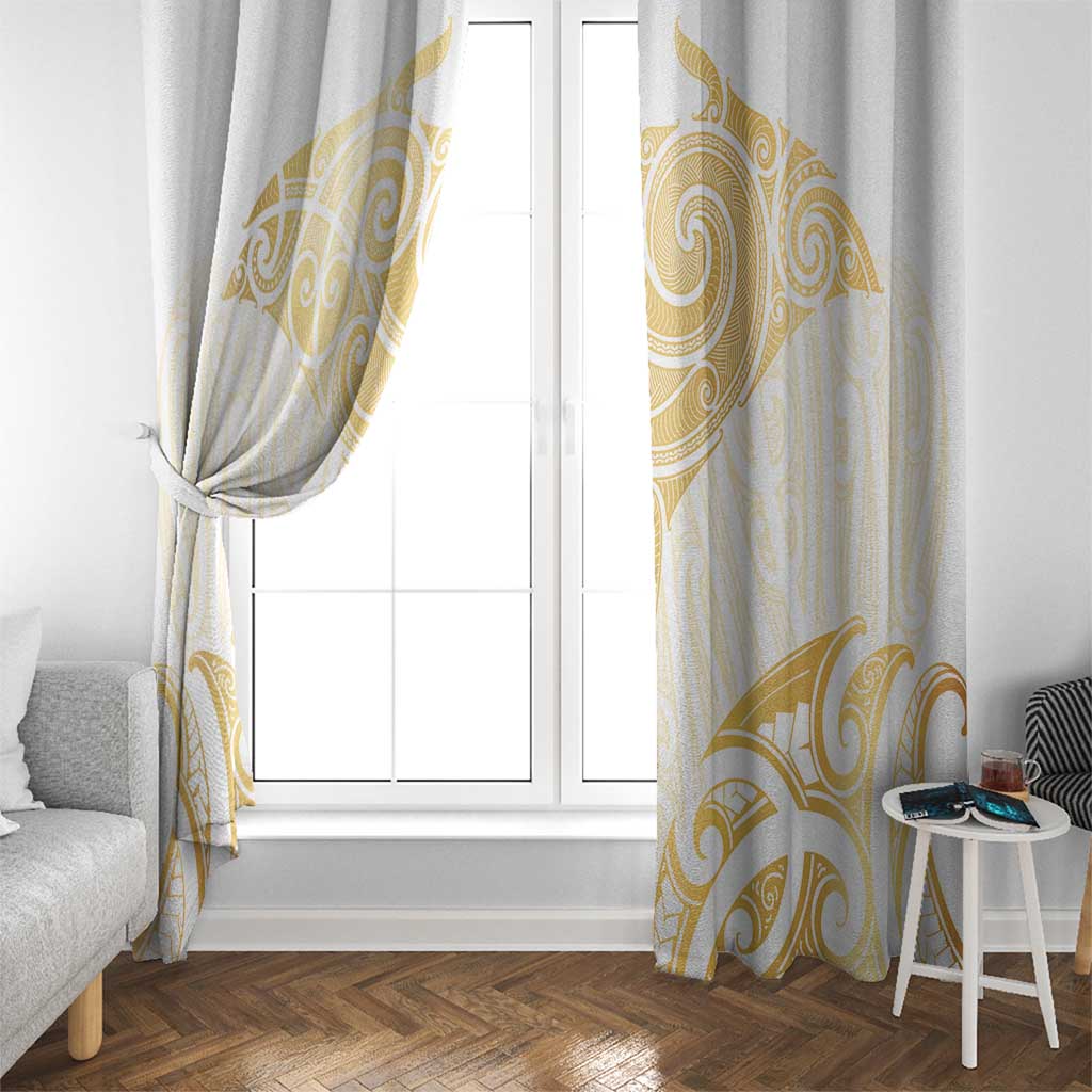 Gold White New Zealand Manta Ray Window Curtain Aotearoa Maori Haehae - Polynesian Pride