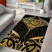 Gold Black New Zealand Manta Ray Area Rug Aotearoa Maori Haehae - Polynesian Pride