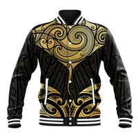 Gold Black New Zealand Manta Ray Baseball Jacket Aotearoa Maori Haehae - Polynesian Pride