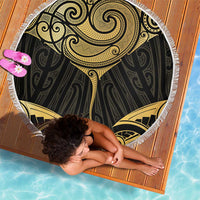 Gold Black New Zealand Manta Ray Beach Blanket Aotearoa Maori Haehae - Polynesian Pride