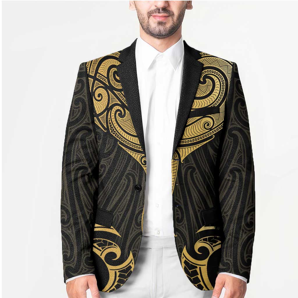 Gold Black New Zealand Manta Ray Blazer Aotearoa Maori Haehae - Polynesian Pride