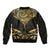 Gold Black New Zealand Manta Ray Bomber Jacket Aotearoa Maori Haehae - Polynesian Pride