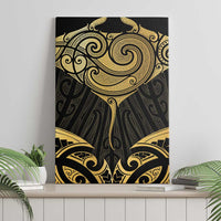 Gold Black New Zealand Manta Ray Canvas Wall Art Aotearoa Maori Haehae - Polynesian Pride