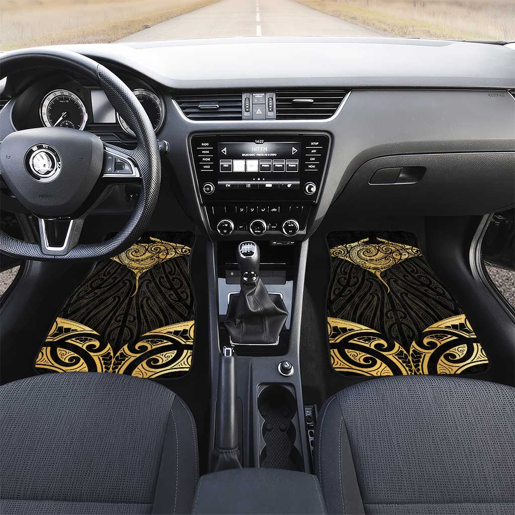 Gold Black New Zealand Manta Ray Car Mats Aotearoa Maori Haehae - Polynesian Pride