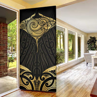 Gold Black New Zealand Manta Ray Door Cover Aotearoa Maori Haehae - Polynesian Pride