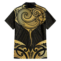 Gold Black New Zealand Manta Ray Family Matching Off Shoulder Maxi Dress and Hawaiian Shirt Aotearoa Maori Haehae - Polynesian Pride