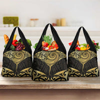 Gold Black New Zealand Manta Ray Grocery Bag Aotearoa Maori Haehae - Polynesian Pride