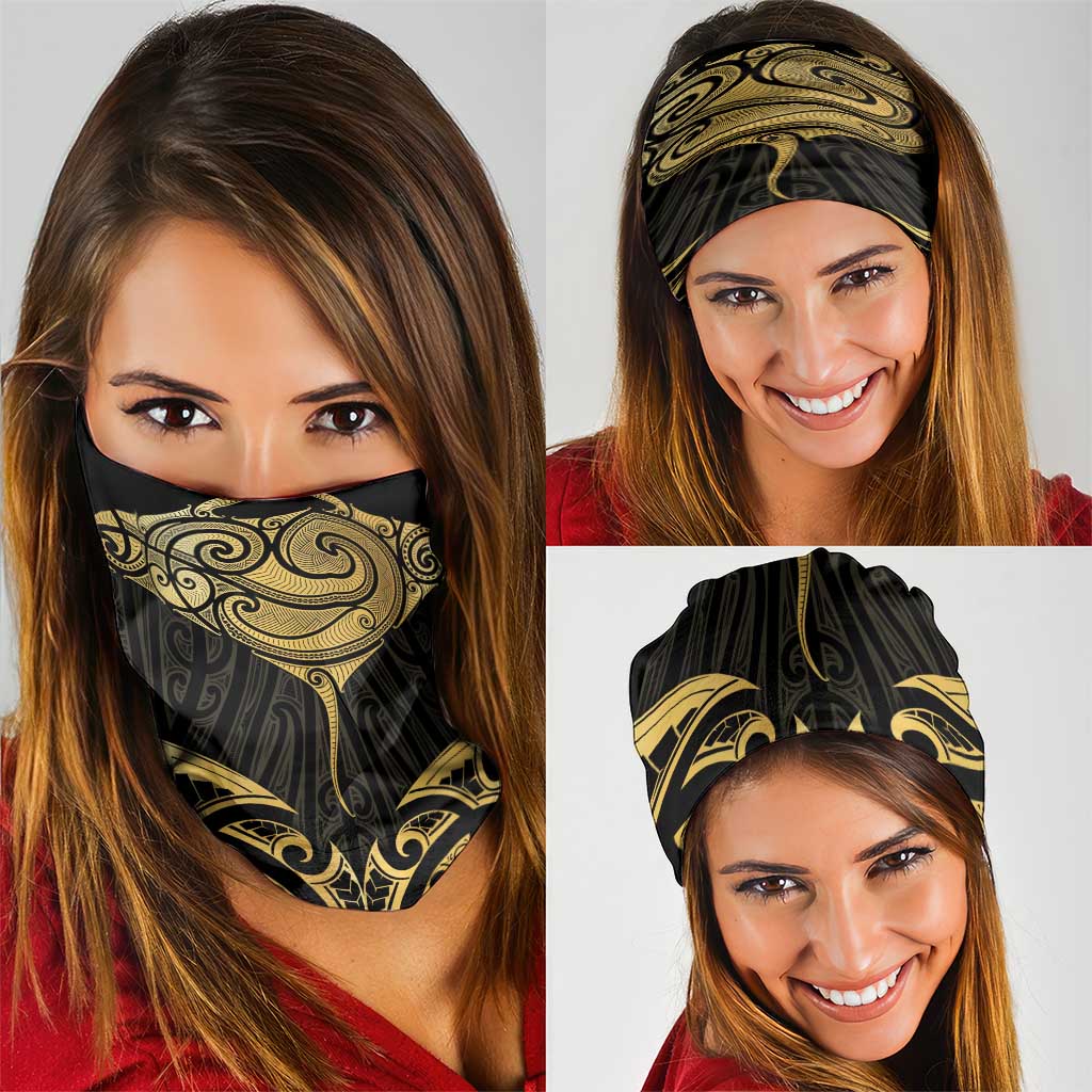 Gold Black New Zealand Manta Ray Neck Gaiter Aotearoa Maori Haehae LT14