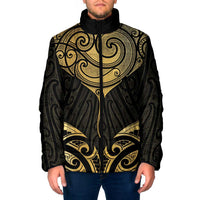 Gold Black New Zealand Manta Ray Padded Jacket Aotearoa Maori Haehae - Polynesian Pride
