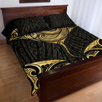 Gold Black New Zealand Manta Ray Quilt Bed Set Aotearoa Maori Haehae - Polynesian Pride