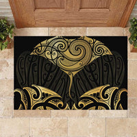 Gold Black New Zealand Manta Ray Rubber Doormat Aotearoa Maori Haehae - Polynesian Pride