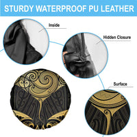 Gold Black New Zealand Manta Ray Spare Tire Cover Aotearoa Maori Haehae - Polynesian Pride