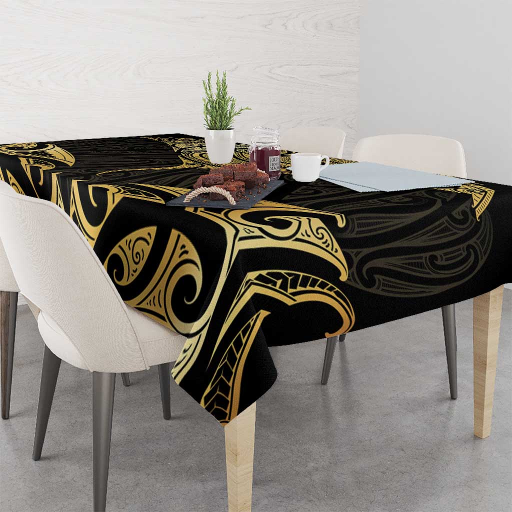 Gold Black New Zealand Manta Ray Tablecloth Aotearoa Maori Haehae - Polynesian Pride