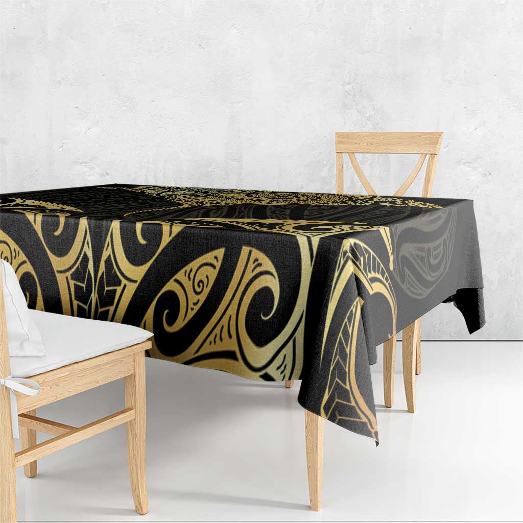 Gold Black New Zealand Manta Ray Tablecloth Aotearoa Maori Haehae - Polynesian Pride