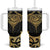Gold Black New Zealand Manta Ray Tumbler With Handle Aotearoa Maori Haehae - Polynesian Pride