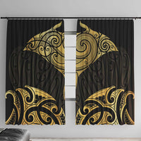 Gold Black New Zealand Manta Ray Window Curtain Aotearoa Maori Haehae - Polynesian Pride