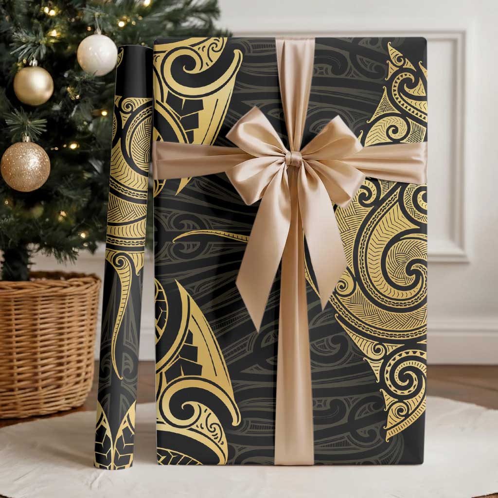 Gold Black New Zealand Manta Ray Wrapping Paper Aotearoa Maori Haehae - Polynesian Pride