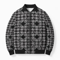 Eleele Hawaii Iwa Bird Palaka Motifs Bomber Puffer Jacket LT14 Unisex Black - Polynesian Pride