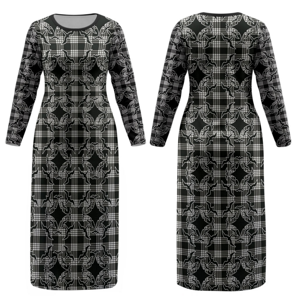 Eleele Hawaii Iwa Bird Palaka Motifs Couples Matching Long Sleeve Bodycon Dress and Long Sleeve Button Shirt LT14 - Polynesian Pride
