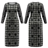 Eleele Hawaii Iwa Bird Palaka Motifs Couples Matching Long Sleeve Bodycon Dress and Long Sleeve Button Shirt LT14 - Polynesian Pride