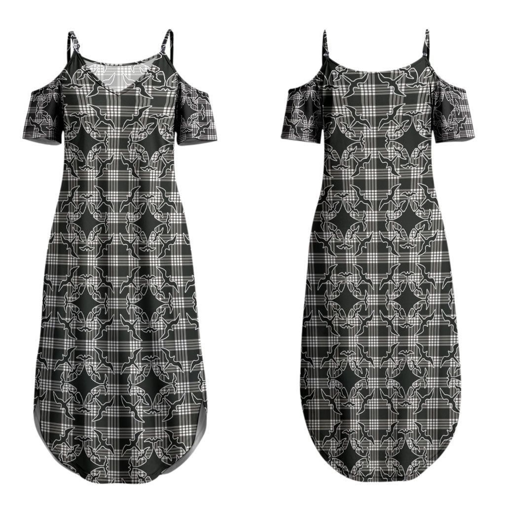 Eleele Hawaii Iwa Bird Palaka Motifs Couples Matching Summer Maxi Dress and Long Sleeve Button Shirt LT14 - Polynesian Pride