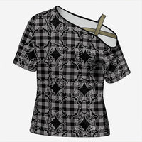Eleele Hawaii Iwa Bird Palaka Motifs Cross Shoulder Shirt LT14 Female Black - Polynesian Pride