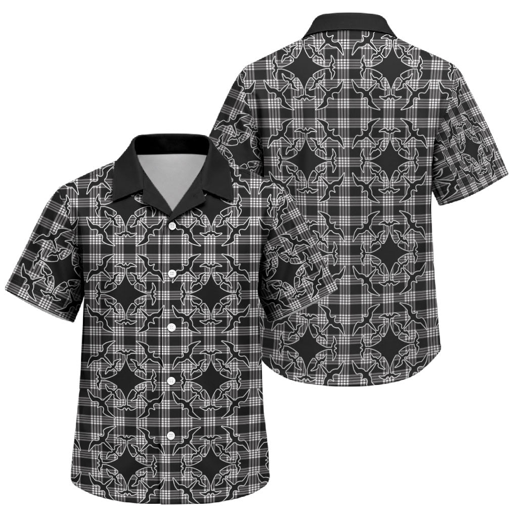 Eleele Hawaii Iwa Bird Palaka Motifs Family Matching Off Shoulder Short Dress and Hawaiian Shirt LT14 Son's Shirt Black - Polynesian Pride