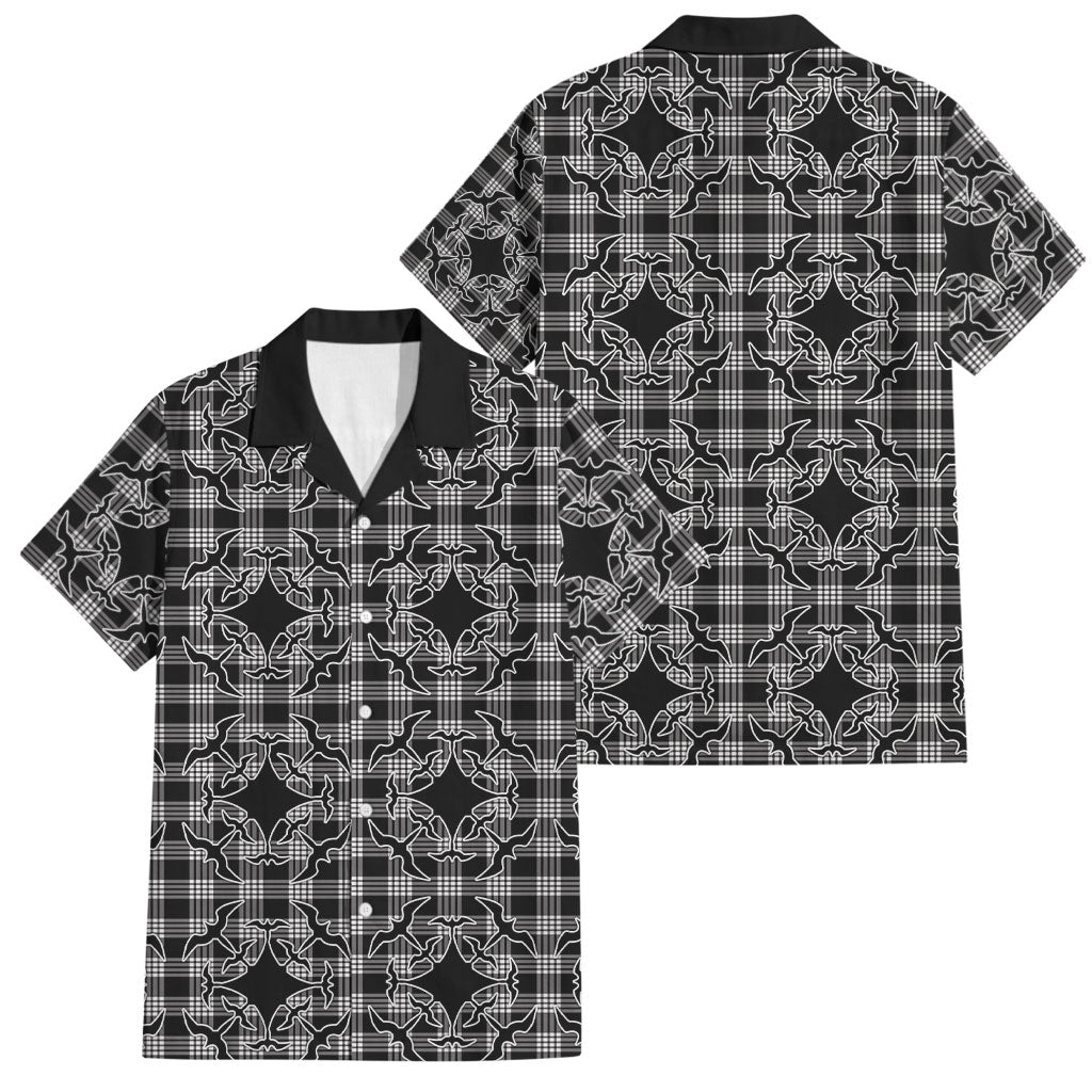 Eleele Hawaii Iwa Bird Palaka Motifs Family Matching Tank Maxi Dress and Hawaiian Shirt LT14 Dad's Shirt - Short Sleeve Black - Polynesian Pride