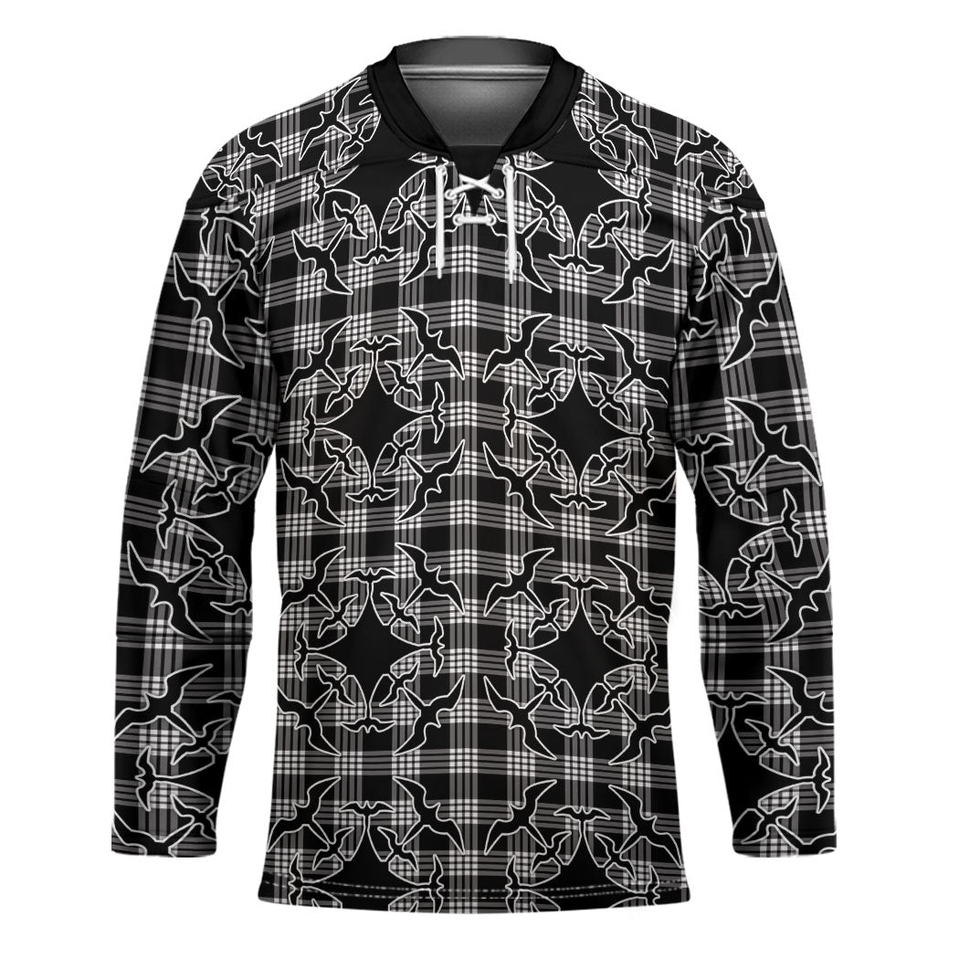 Eleele Hawaii Iwa Bird Palaka Motifs Hockey Jersey LT14 Unisex Black - Polynesian Pride